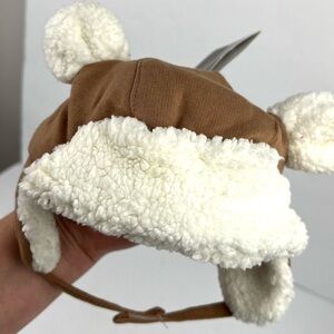 Tahari Infant Faux Shearling Baby Bear Hat size 3-6 Months Tan/Cream Cozy Gift